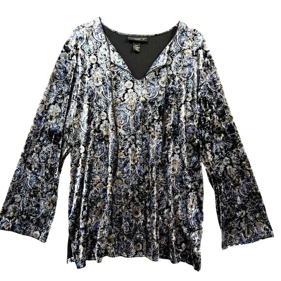 Venezia Velvet Paisley‎ Tunic Top Womens Plus Size 22/24 Boho Witchy Fairy - Picture 1 of 11